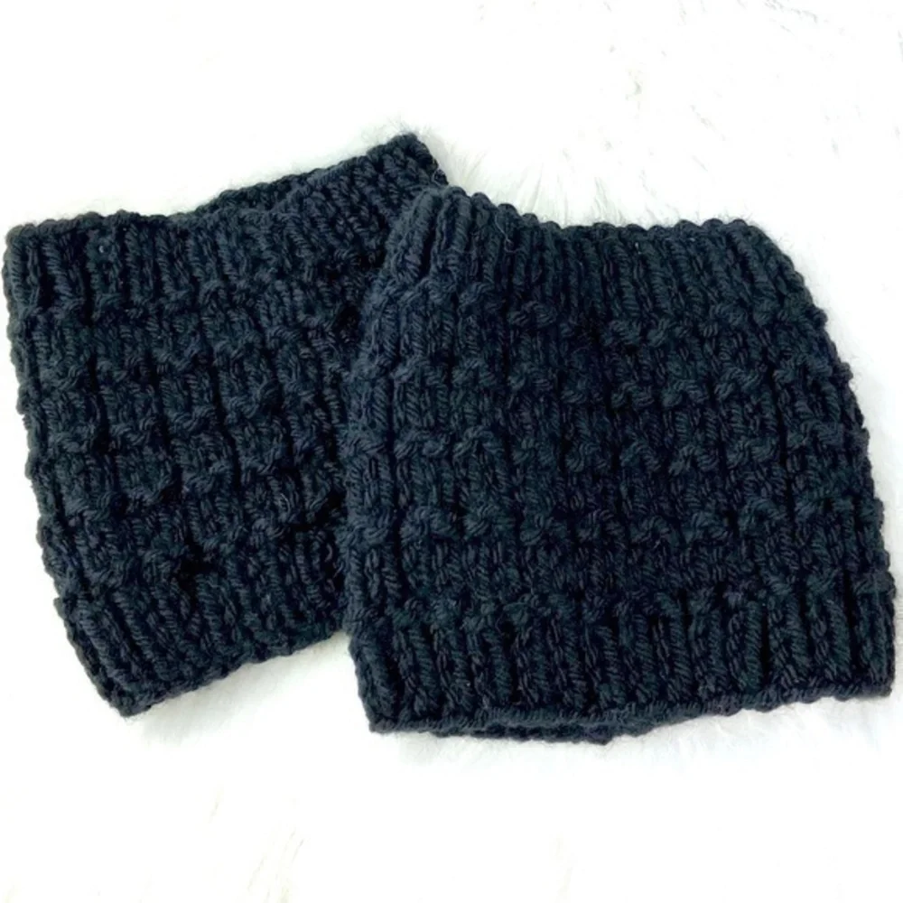 Black Handmade Boot‎ Cuffs Crochet Knit